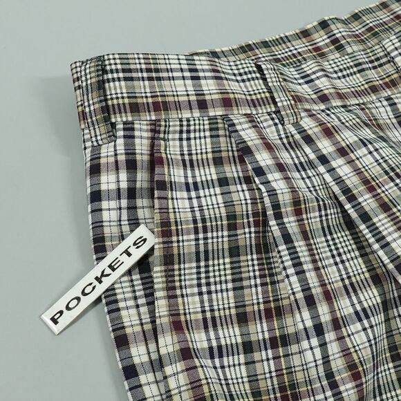 Roundtree & York Gold Label Chino Shorts Mens 34 Brown Plaid Tartan 9" Golf VTG - Picture 14 of 15